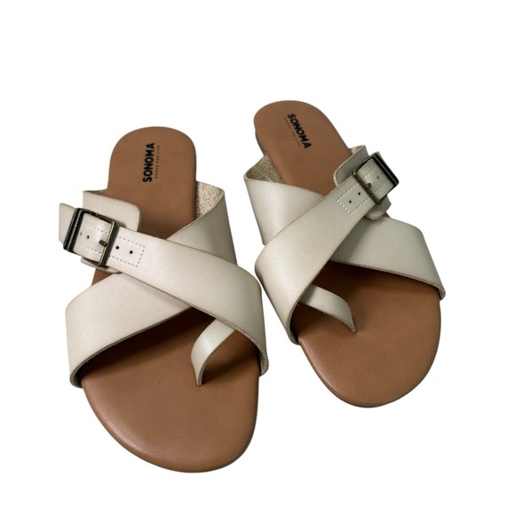 Sonoma, Goods For Life, Women's Buckle Toe Loop Slide Sandals, Size 9 M Cream - Picture 1 of 5